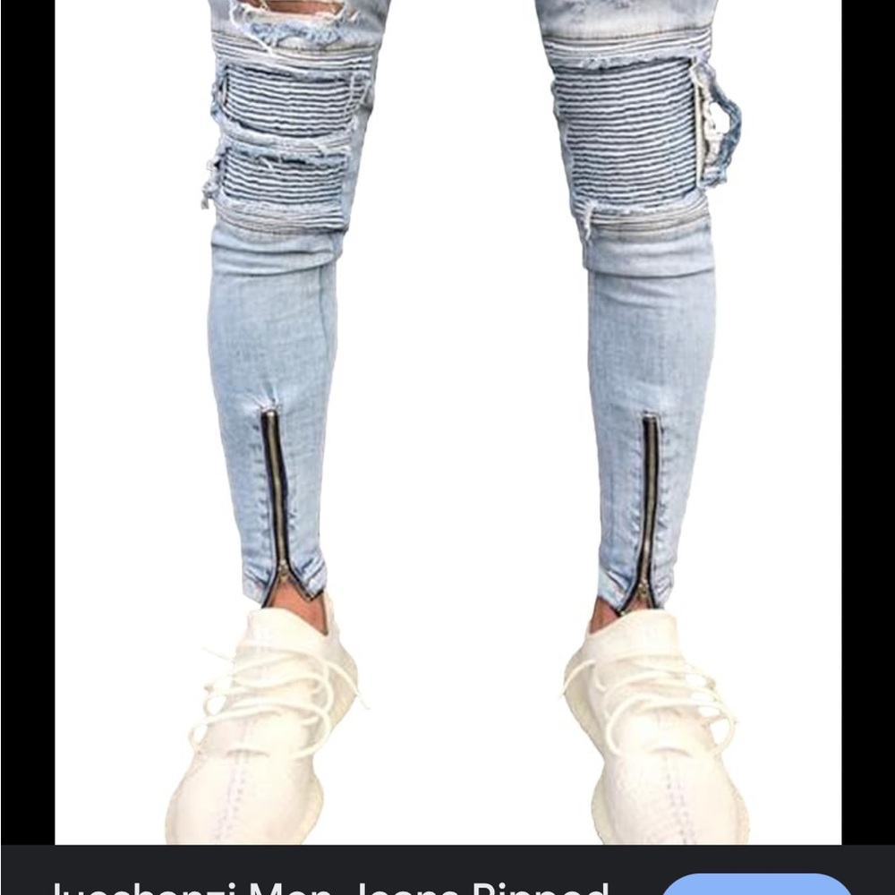 Men's Light Blue Ripped Jeans